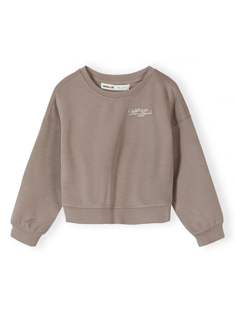 MINOTI Girls brown embroidered sweatshirt viscose blend
